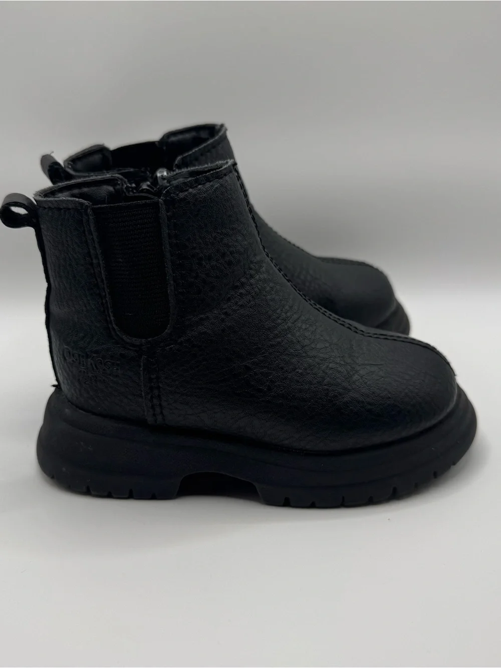 OshKosh B'gosh Toddler Girl 5M Black Zipper Boots Kidcore Casual Moto Neutral